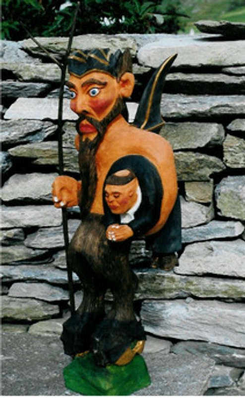 Diable de Bessans sculpté, aux quatre cornes